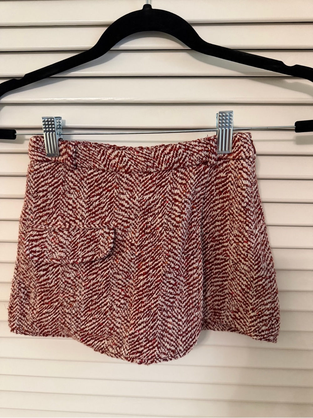 Zara Kids Maroon and White Tweed Mini Skort
